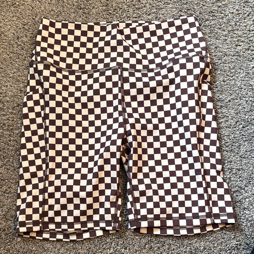 Checkered Brown and beige bike Shorts